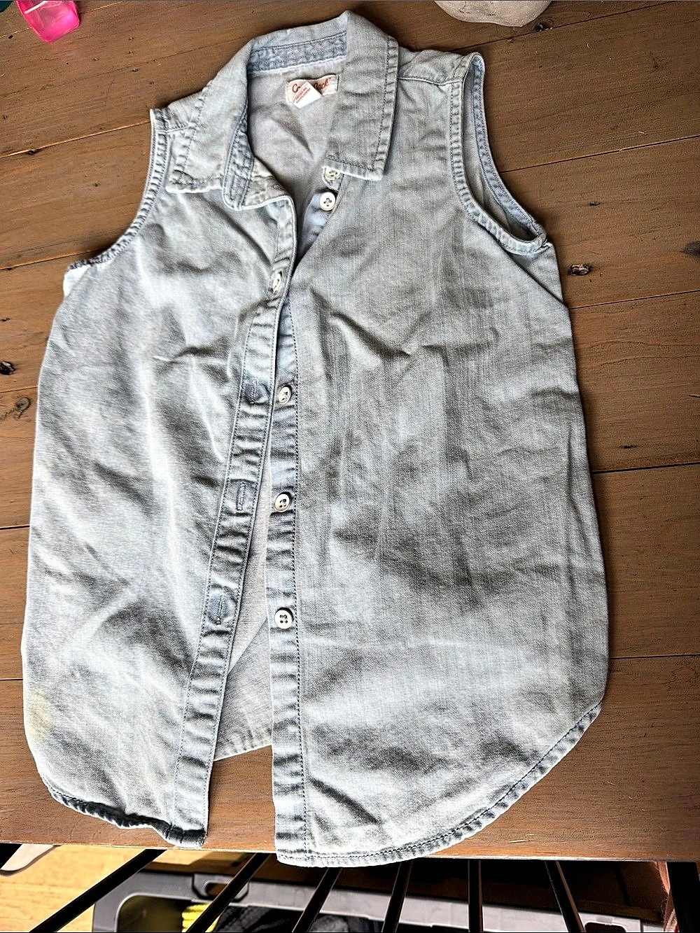 Cat & Jack Denim Button Front Vest Size Small Like New